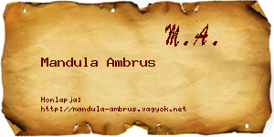 Mandula Ambrus névjegykártya